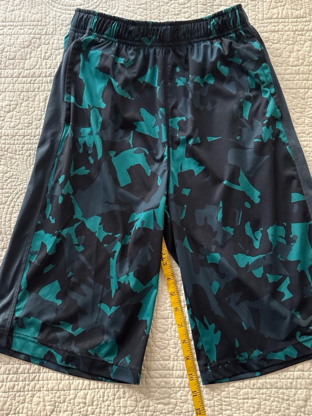 Nike Teal & Black Camo Boys' Athletic Shorts
